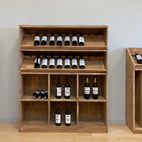 Étagère à vin basse TRADIS capacité 140 bouteilles en bois massif pour caviste
