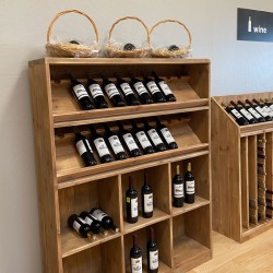 MAYMA Étagère à Bouteille en 6 Etages,Pissente Étagère de Rangement pour 60 Bouteilles de vin sur Pied en Bois pour Garde-Manger ou Cuisine,110 * 30 * 80.5cm