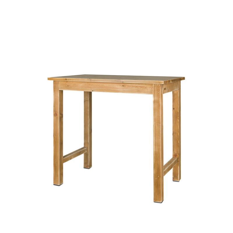 Table mange-debout rectangulaire, repose-pieds, bois massif