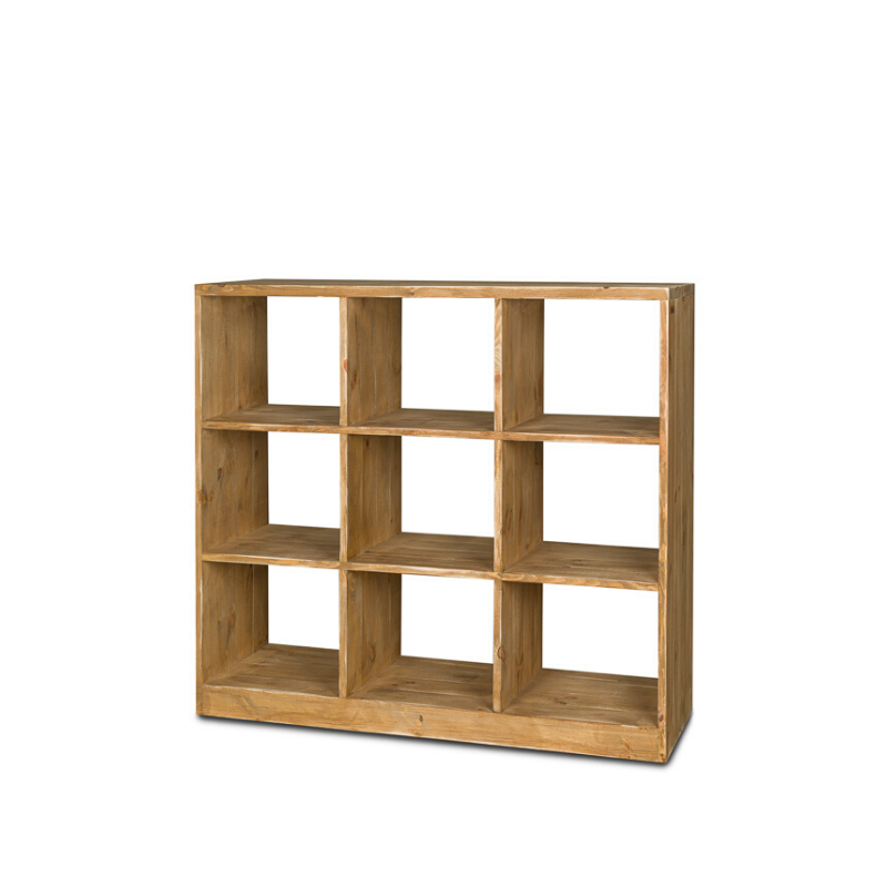 Double sided 9-cube shelf unit, solid wood