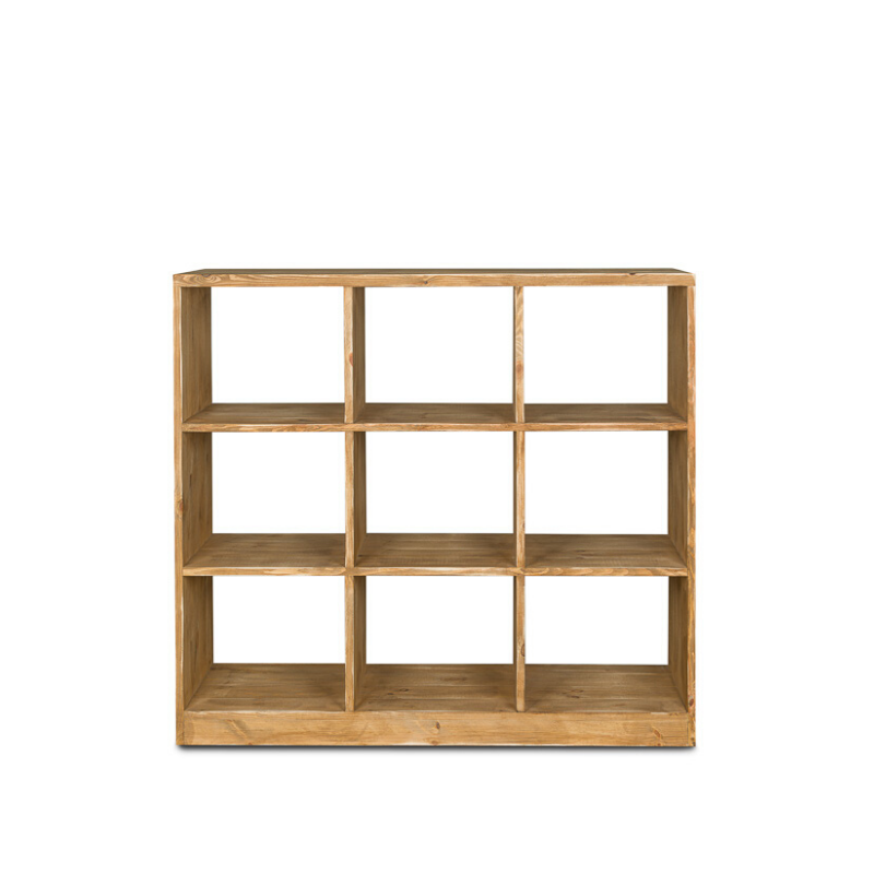 Double sided 9cube shelf unit, solid wood TRADIS