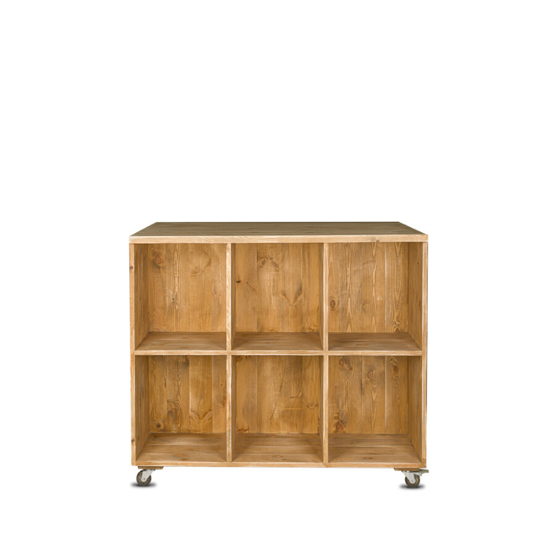 Double sided retail store display on wheels, Solid Wood TRADIS