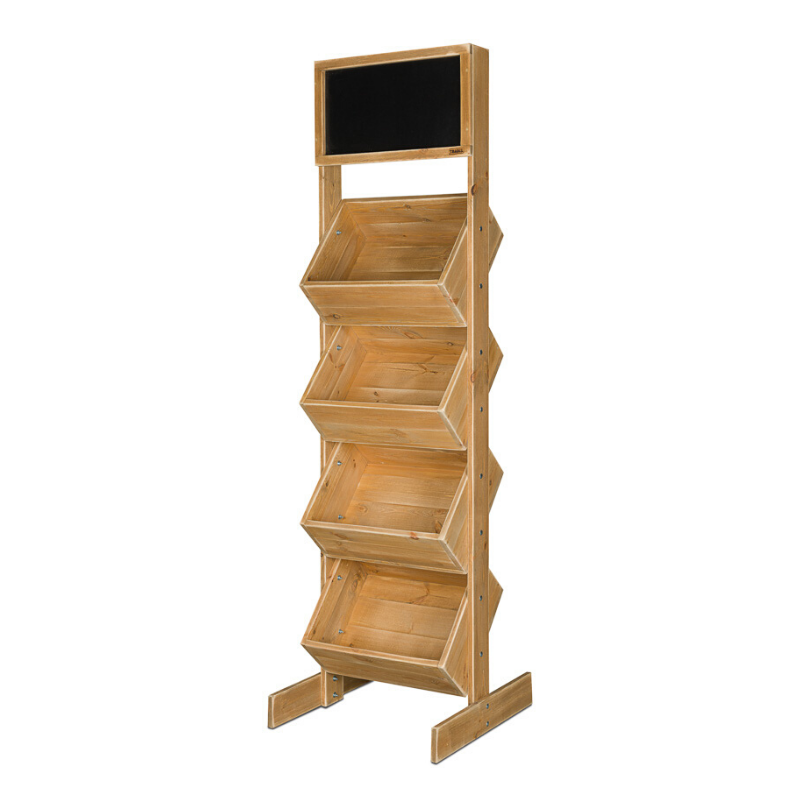 4-tier wooden display stand with chalkboard top, Solid wood