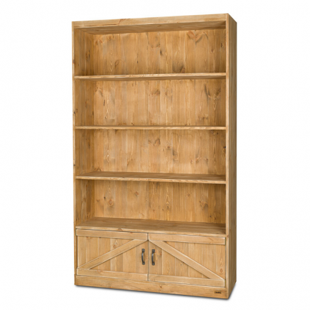 4-tier shelf unit 2 cupboards, solid wood