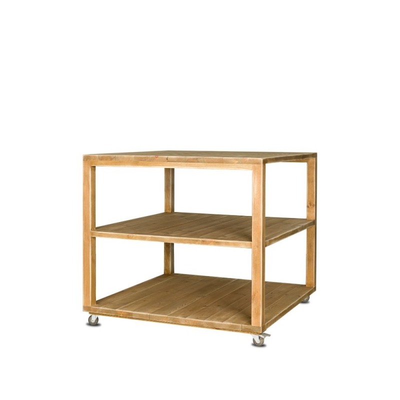Comptoir ilot sur roulettes en bois massif Comptoir ilot sur roulettes en bois massif