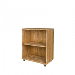 Counter with 2 compartments on wheels, solid wood