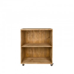 Counter with 2 compartments on wheels, solid wood