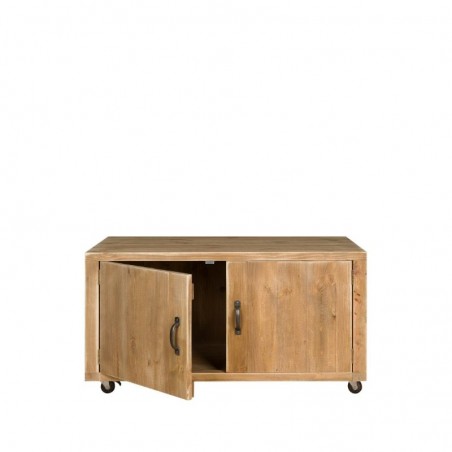 Meuble présentoir en bois avec roulettes | Lesmayoux