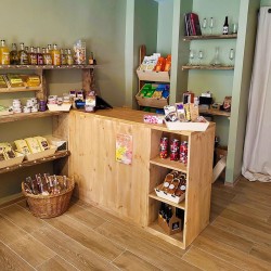 Double sided wooden shop counter