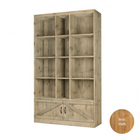 12-cube shelf unit 2 cupboards, solid wood