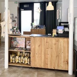 Shop display corner counter, Solid wood