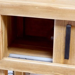 Console SOLANGE portes coulissantes en bois massif, meuble d'occasion