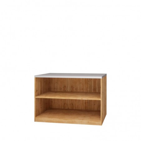 Niedrige Theke H80 cm mit Zinkplatte, Massivholz