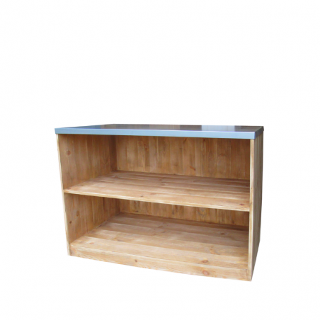 Niedrige Theke H80 cm mit Zinkplatte, Massivholz