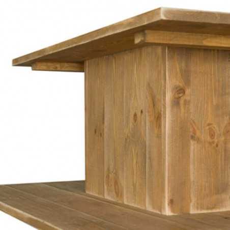 Zentrales Display mit Rollen, 3 Ebenen, Massivholz