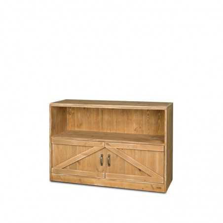 Niedriges Regal H119 cm, 2 Türen, Massivholz