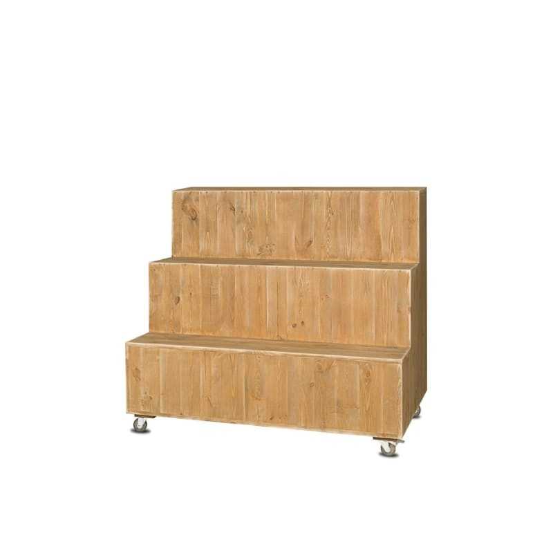 Floristendisplay auf Rollen, 3 Ebenen, Massivholz