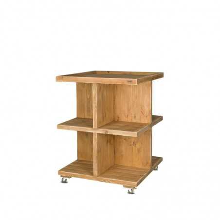 Zentrales Lebensmitteldisplay mit Rollen, Massivholz