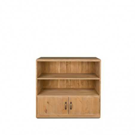 Niedriges Sideboard 2 Ebenen, 2 Türen, Massivholz