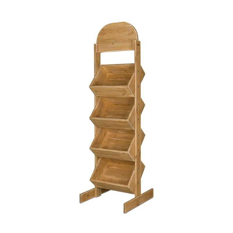 Display mit 4 Fächern, Display-Giebel, Massivholz